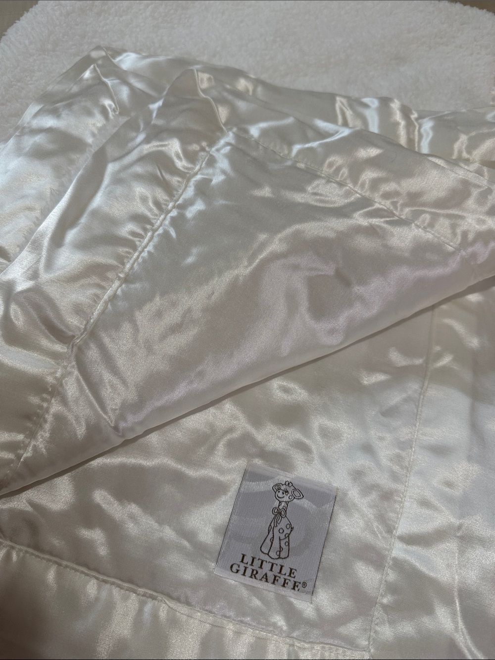 Little Giraffe Satin Ivory Baby Blanket